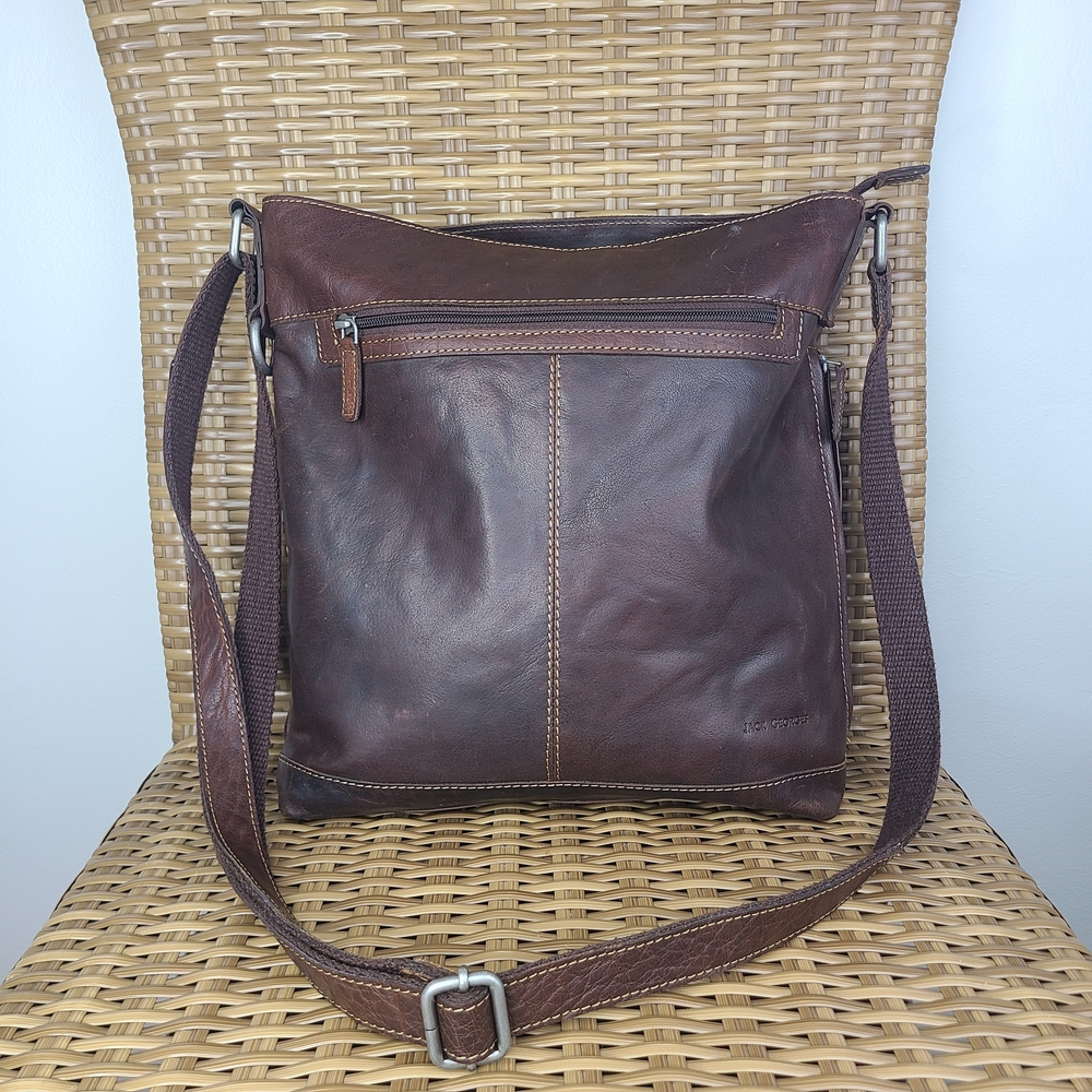 Jack Georges Voyager Brown Leather Crossbody Bag Handbag Purse Adjustable